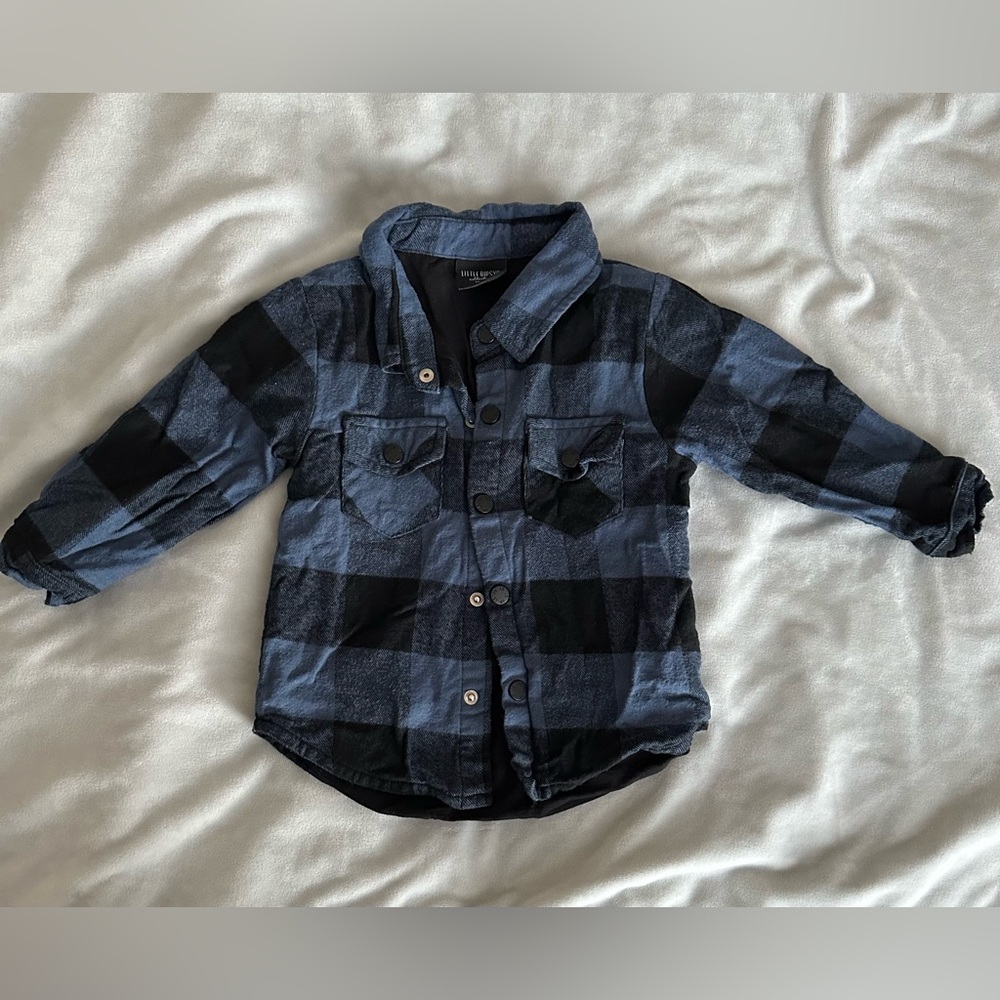 Little Bipsy Flannel Jacket - Blue & Black - 12-18 Month